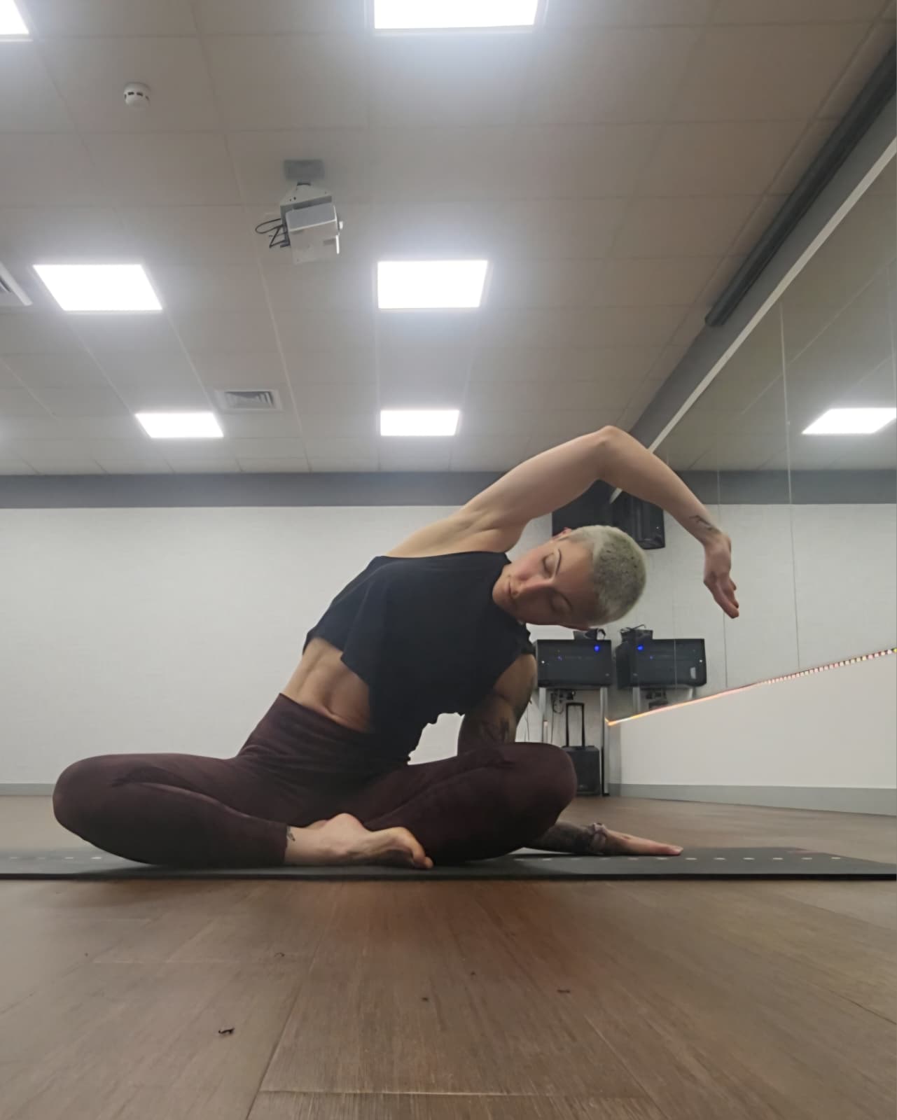 Rachel Scott stretching at RS Fitness Studios, Tibshelf